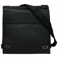 men`s black ecological leather messenger bag