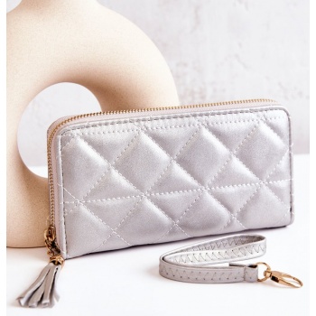 large quilted wallet with stripe silver jeffrey