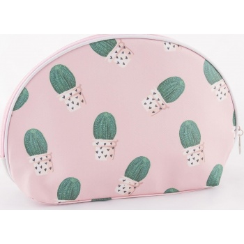 pink-green cosmetic bag with cacti