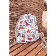 backpack bag towel 3in1 colorful print white