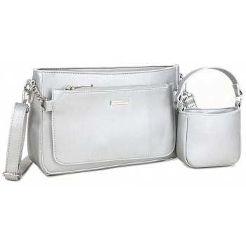 ladies` silver bag made of ecological luigisanto leather