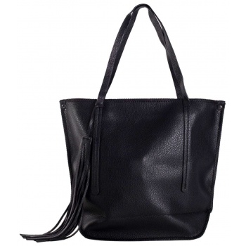 black roomy eco leather shopper bag