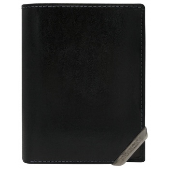 black and dark brown men`s wallet with an accent σε προσφορά