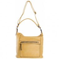 dark yellow women`s shoulder bag made of ecological leather