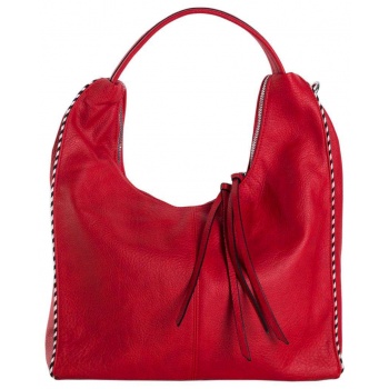 women`s red eco leather shoulder bag