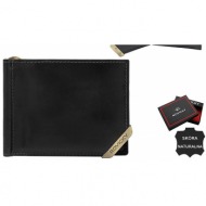 black and dark brown banknote wallet with compartments
