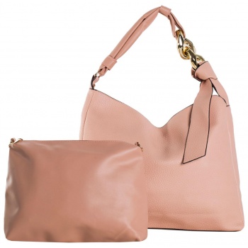 light pink 2in1 shoulder bag made of eco leather