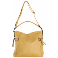 ladies` dark yellow shoulder bag with a handle