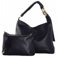black 2in1 shoulder bag with a small handbag inside