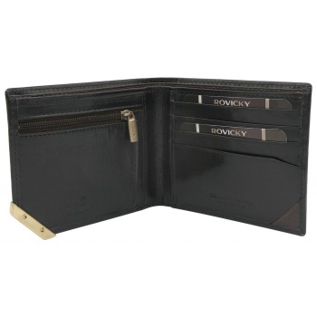 black and dark brown horizontal men`s wallet with an accent σε προσφορά
