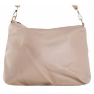 light beige 2-in-1 city shoulder bag with a chain