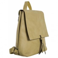 light green ladies` eco leather backpack