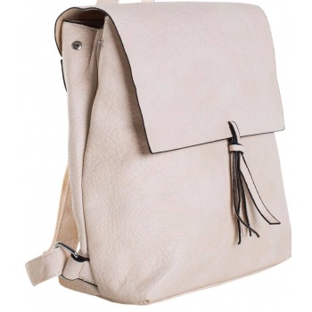 light beige women`s backpack made of ecological leather