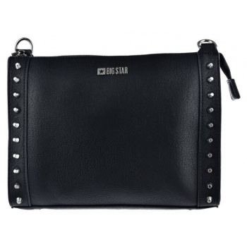 leather messenger bag with studs big star kk574136 black