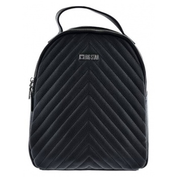quilted leather backpack big star kk574059 black