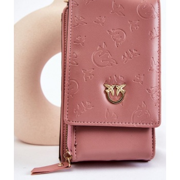 fashionable handbag wallet 2in1 with embossing pink savano