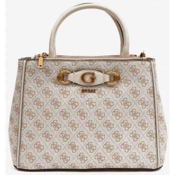 beige patterned handbag guess izzy status satchel - women σε προσφορά