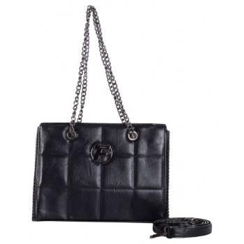 black quilted shoulder bag with chains