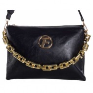 black messenger bag with a chain