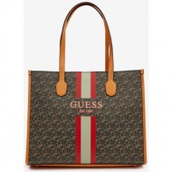 brown ladies patterned handbag guess silvana - ladies