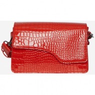 red women`s crossbody handbag with crocodile pattern pieces bunna - women