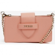 light pink women`s crossbody handbag guess card case on chain - women