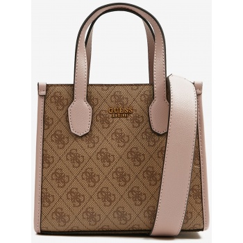 brown ladies patterned handbag guess silvana - ladies