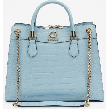 light blue ladies handbag with crocodile pattern guess nell