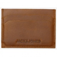 brown men`s leather credit card case jack & jones side - mens