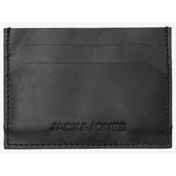 black men`s leather jack & jones side credit card case  σε προσφορά