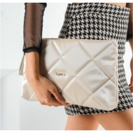 capone outfitters clutch - beige - diamond pattern