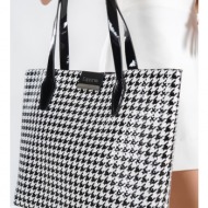 capone outfitters shoulder bag - black - houndstooth pattern