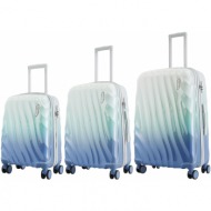 semiline unisex`s abs suitcase set t5648-0 mint/blue
