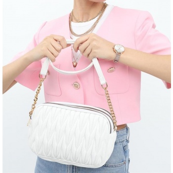 madamra women`s white multi-compartmental quilted crossbody σε προσφορά