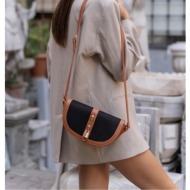 madamra black and tan women`s contrast design crossbody bag
