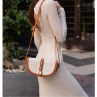madamra cream-gown women`s contrast design crossbody bag