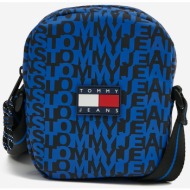 μπλε ανδρική τσάντα ώμου με σχέδια tommy jeans logoman - mens