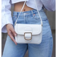 madamra white women`s buckle shoulder messenger bag