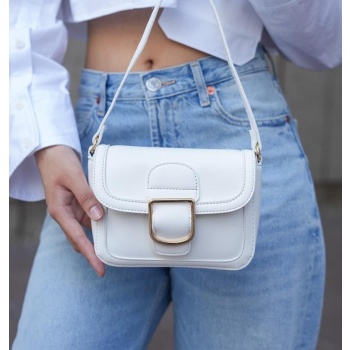 madamra white women`s buckle shoulder messenger bag σε προσφορά