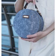 madamra blue denim denim women`s round shoulder bag