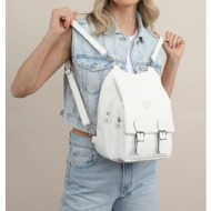 madamra white women`s crinkle fabric school handbag and backpack