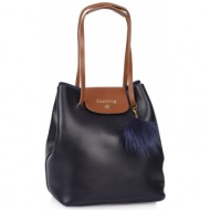 capone outfitters capone padova leather women`s shoulder bag navy blue
