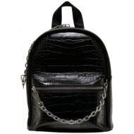 croco synthetic leather backpack black