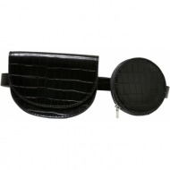 double handbag made of croco synthetic leather