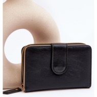 women`s leather wallet black risuna