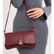 madamra claret red women`s lock cover handbag