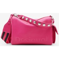 pink women small handbag desigual half logo habana - women