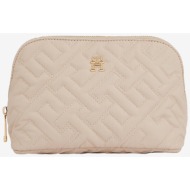 beige women`s patterned cosmetic bag tommy hilfiger - women