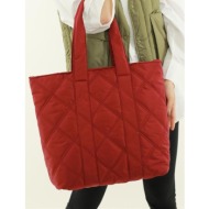 madamra claret red women`s quilted pattern puffy bag