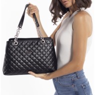 madamra black women`s large quilted chain bag